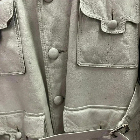 Vintage Long Leather Utility  Jacket Large - Picture 5 of 9